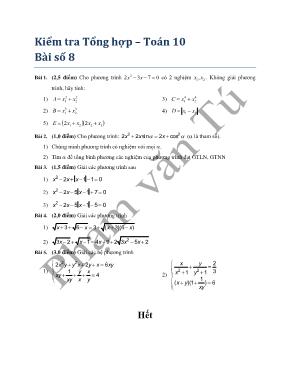Kiểm tra Tổng hợp  Toán 10 Bài số 8